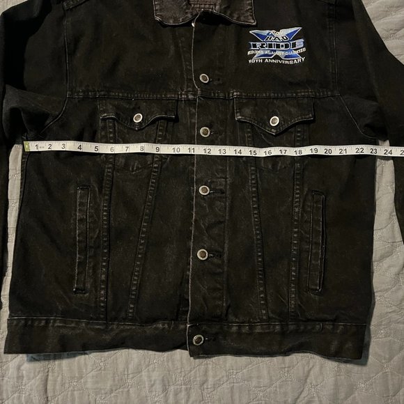 VTG Demin Jean Trucker Jacket Embroidered Rips Bikers Against Diabetes Size M - Picture 8 of 9